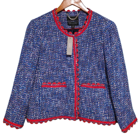 J. Crew Lady Jacket in Blue/Red Autumn Tweed Size 6 NWT - Picture 3 of 5